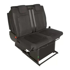 SAF42 is a 3-panel two seater seatbed with Isofix anchorages and 3-point seat belts from Mobiframe. Easy and intuitive to use. Comfortable both in seat and bed position.